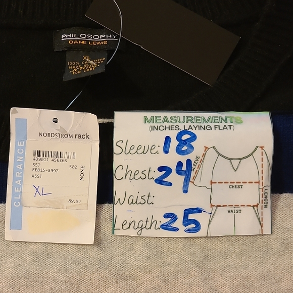 Philosophy Dane Lewis Multicolor Striped Crewneck 100% Cashmere Sweater XL - Picture 12 of 12